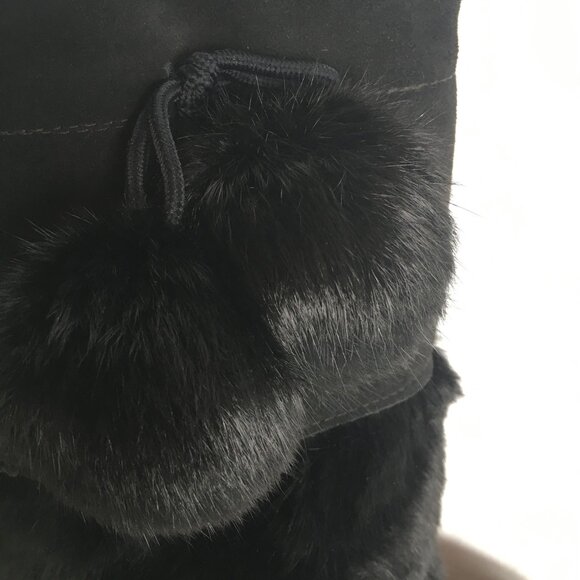 Black Suede and Fur Moccasins - Like New - Picture 5 of 10